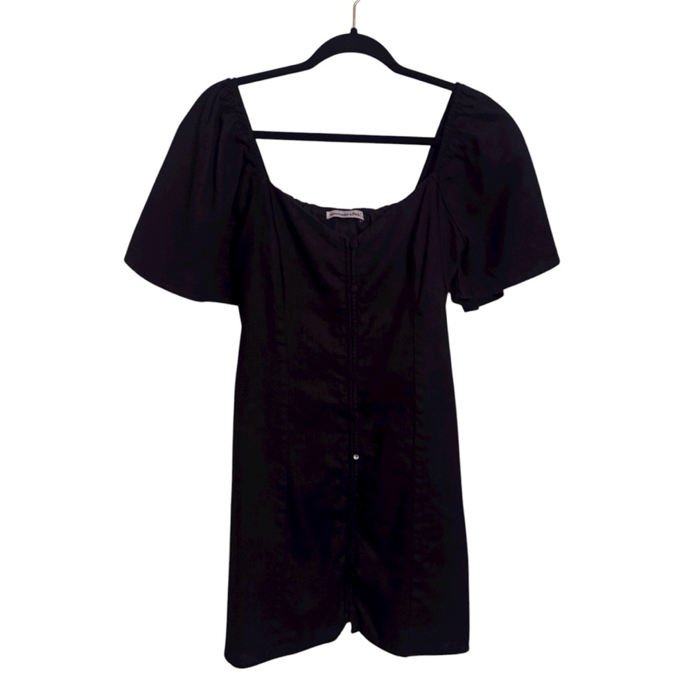 Abercrombie & Fitch Large Black Puff Sleeve Button Down Dress Boho Puff Sleeve